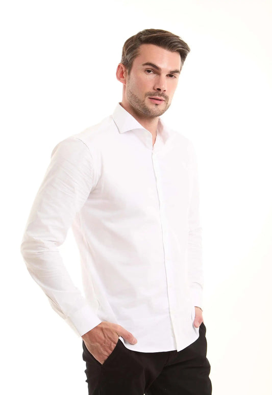Solid White Cotton Shirt
