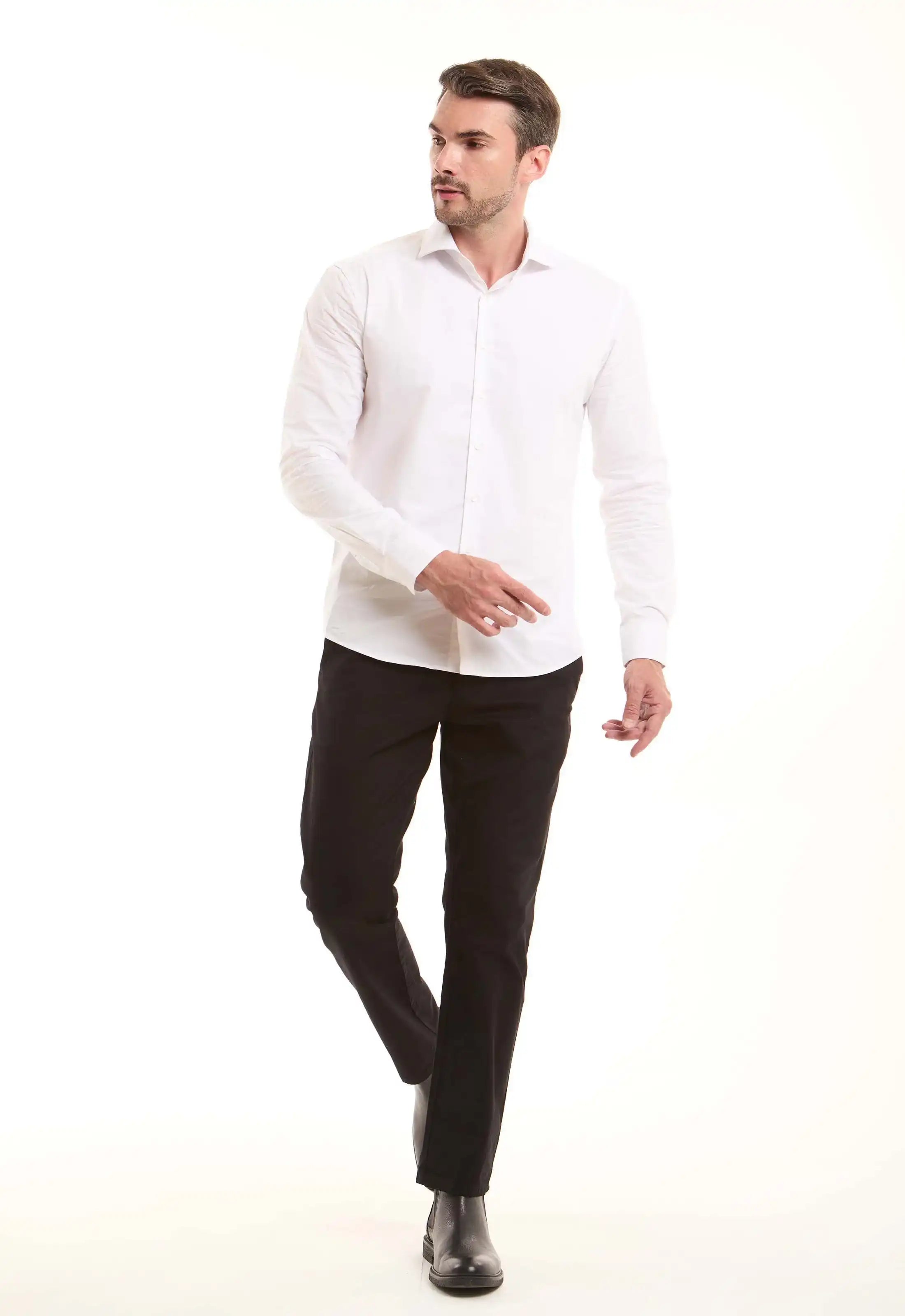 Solid White Cotton Shirt