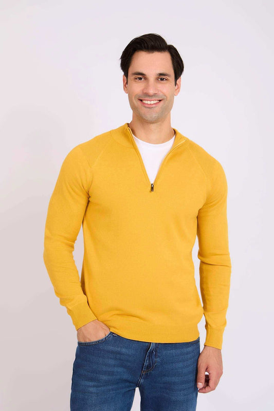 Men Regular Fit Pullover Yellow