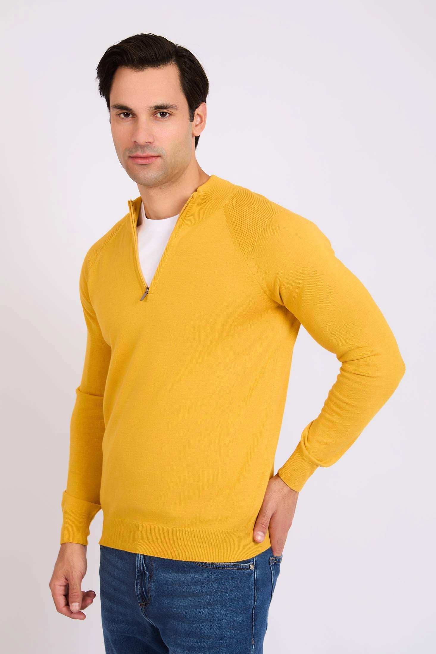 Men Regular Fit Pullover Yellow