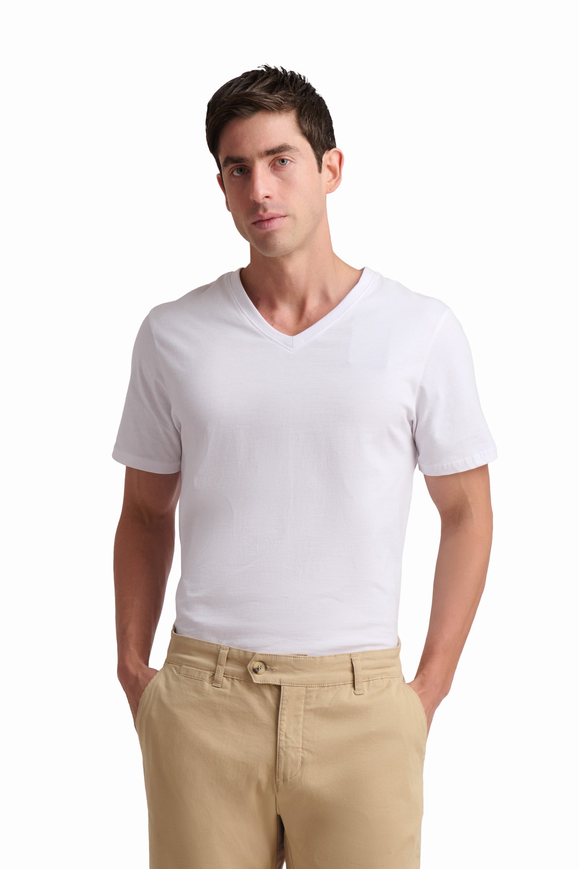 White V-Neck Basic T-Shirt