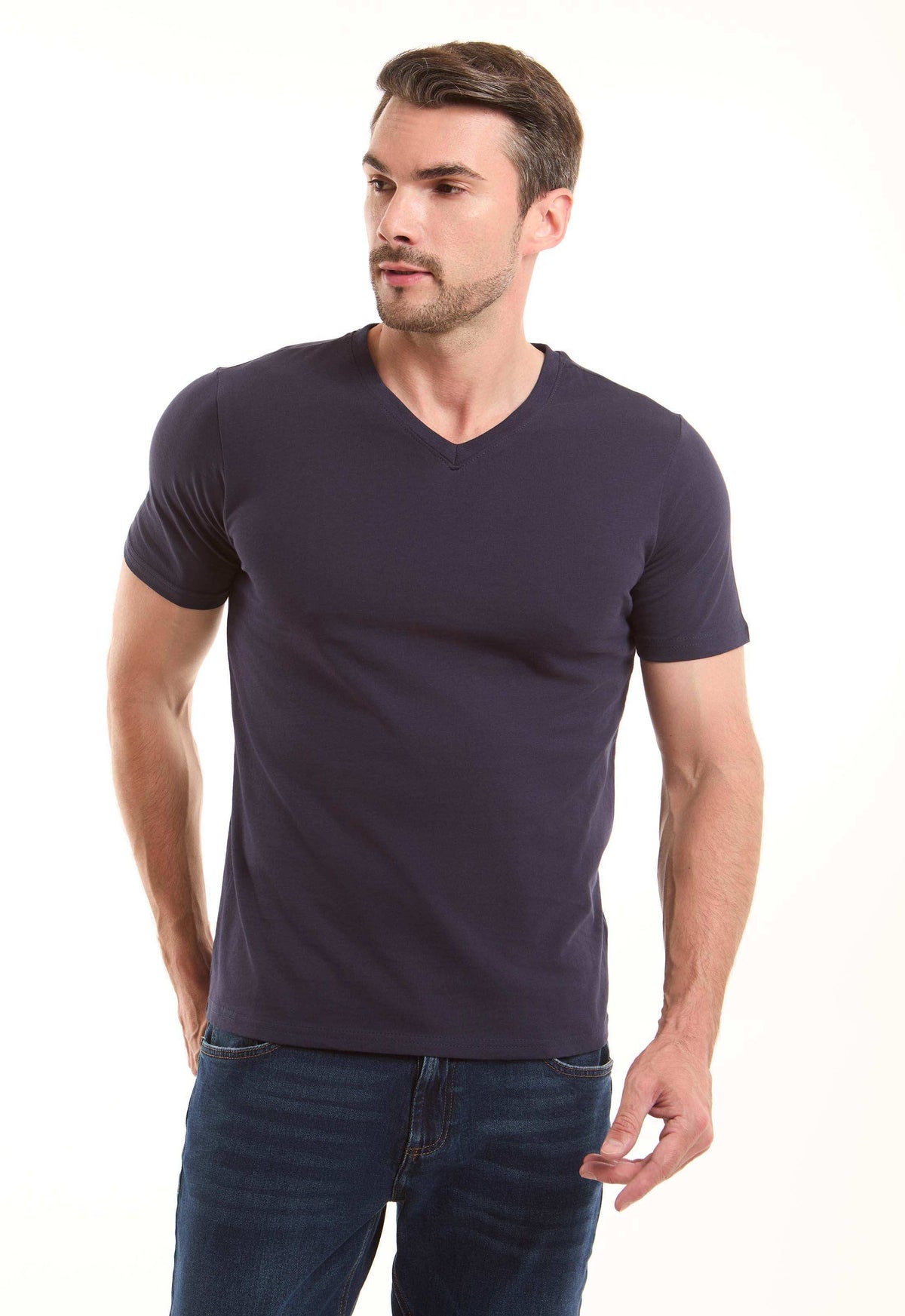 V-Neck Solid Basic Tee
