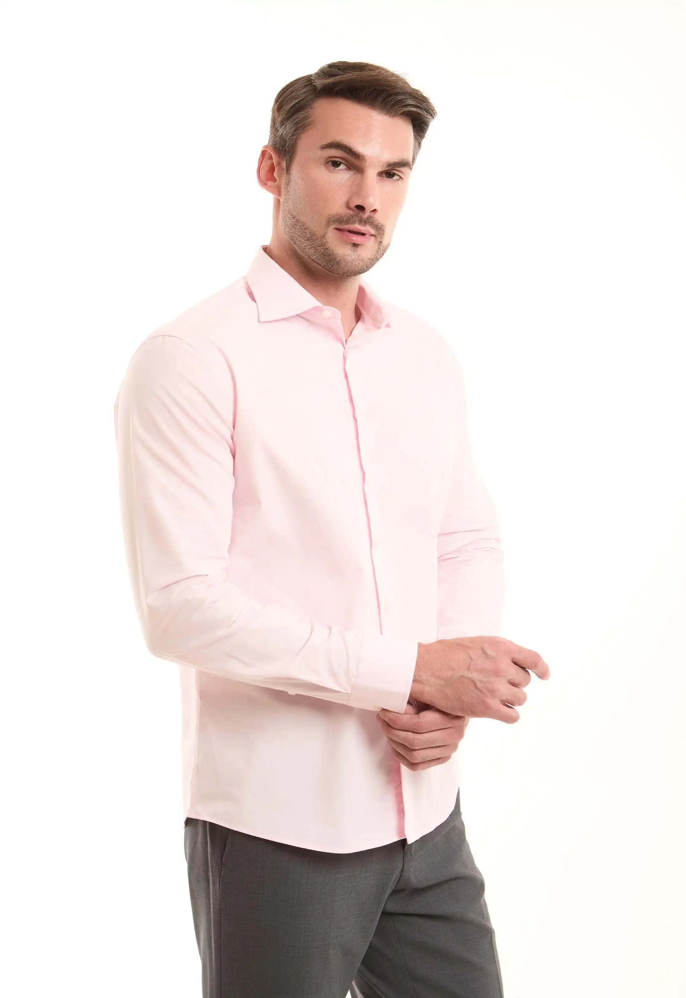 Light Pink Cotton Buttoned Shirt