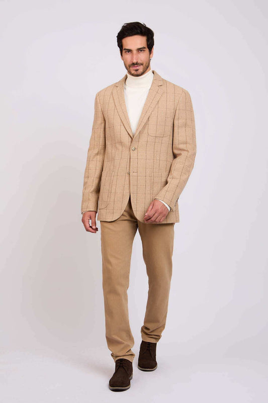 Men Regular Fit Blazer Beige