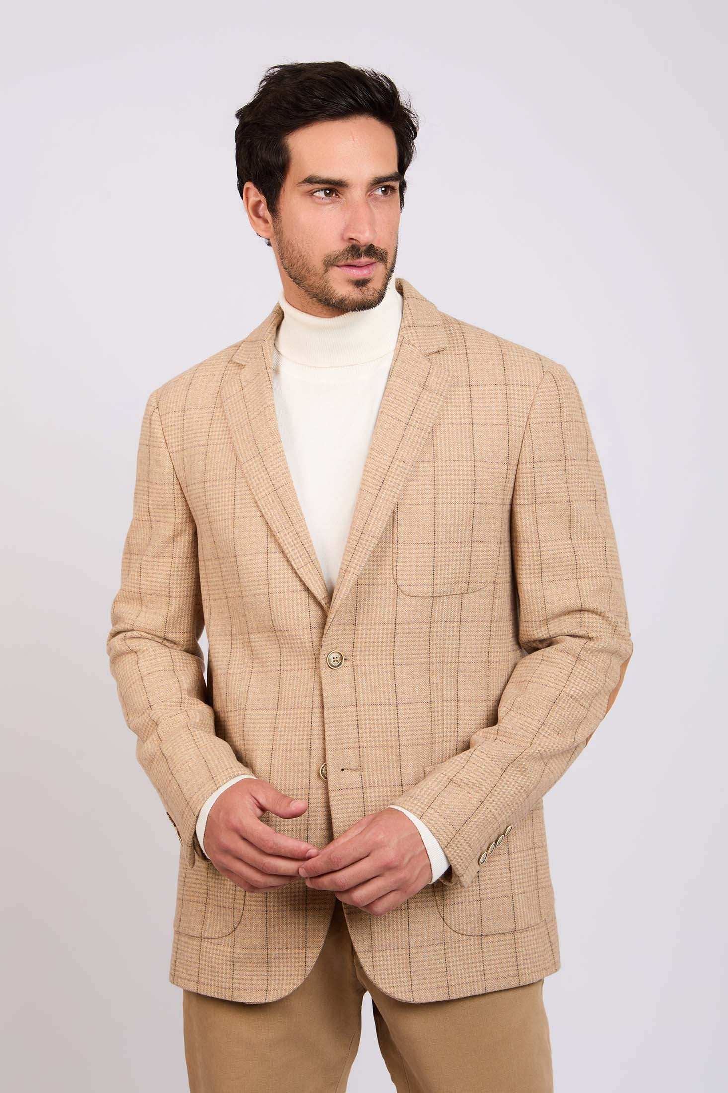 Men Regular Fit Blazer Beige