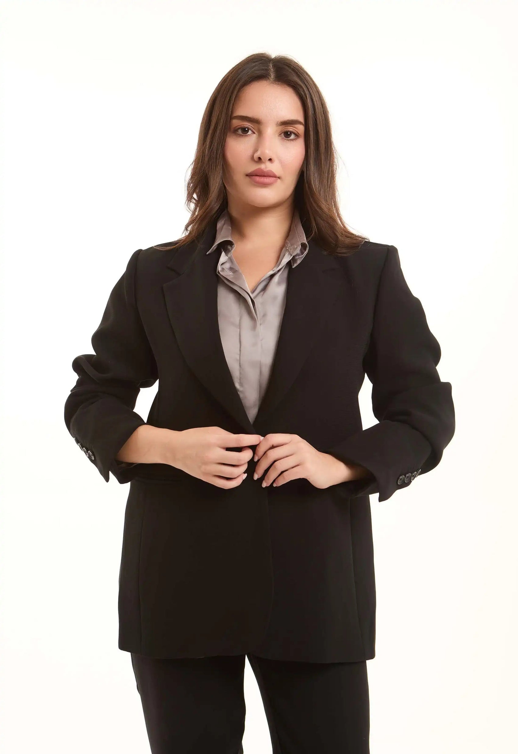 Structured Tailored Polyester Blazer Jacket