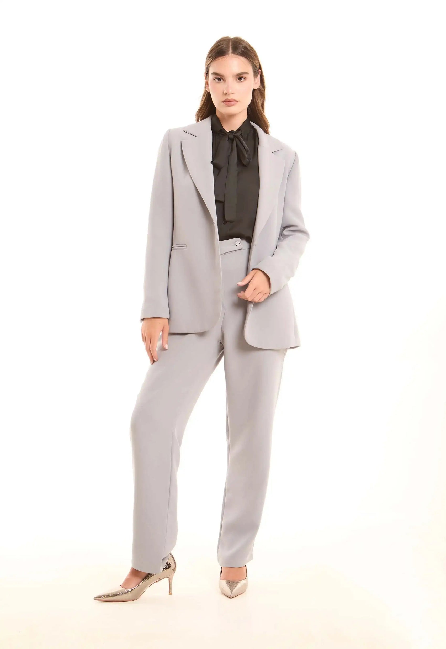 Structured Tailored Polyester Blazer Jacket