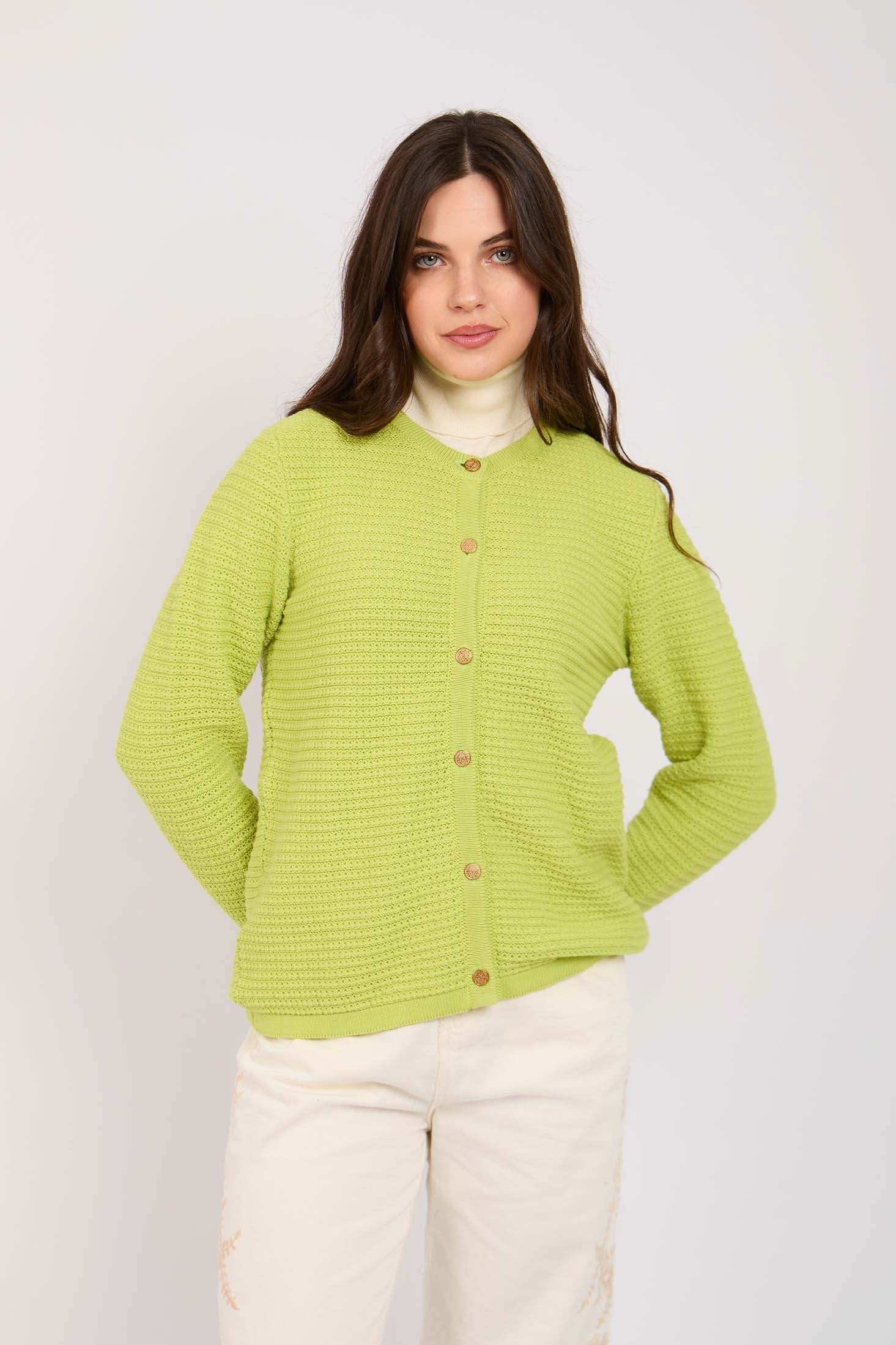 Women Regular Fit Cardigan Green