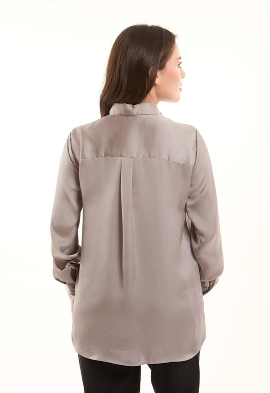 Classic Satin Button-Down Shirt