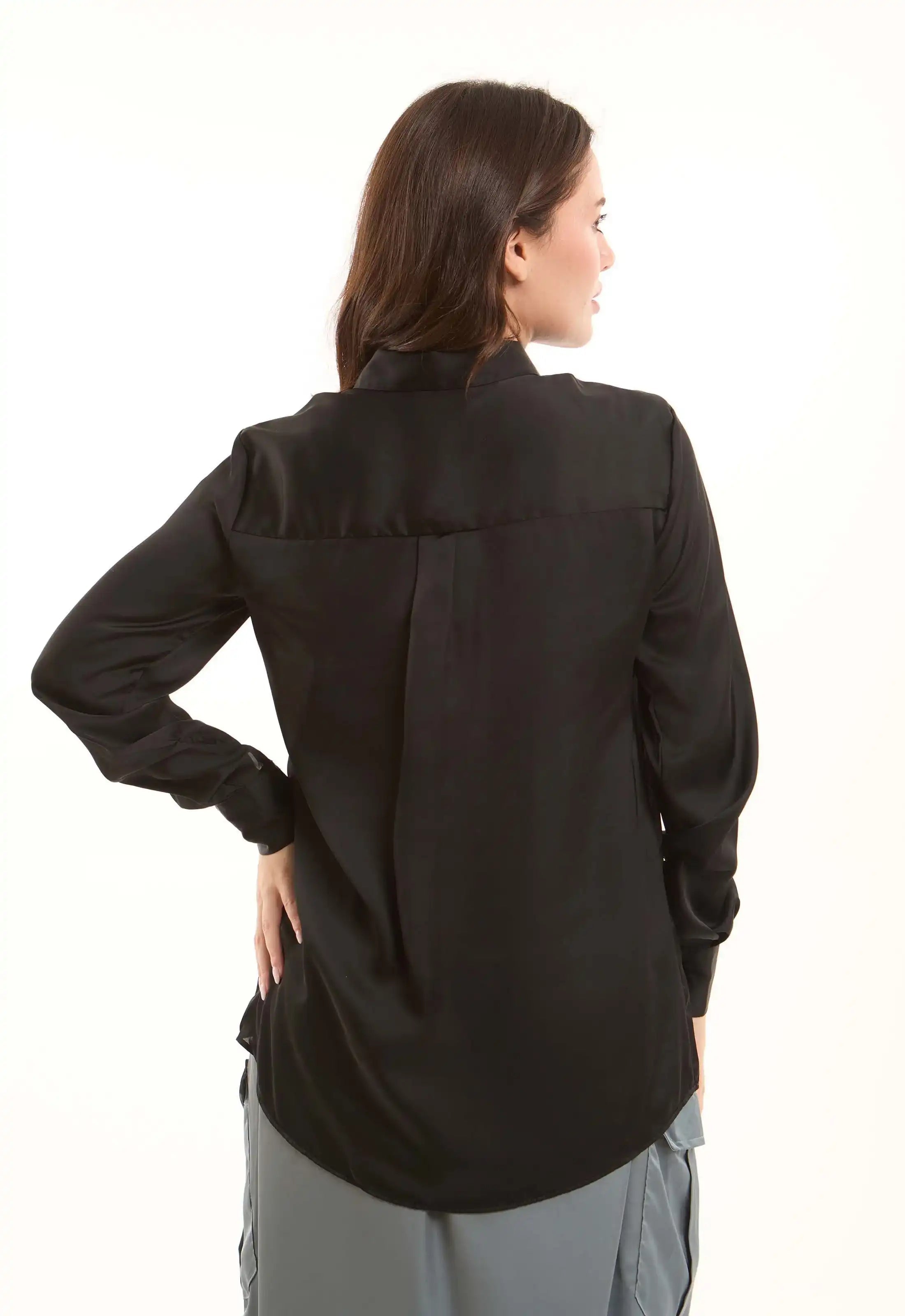 Black Satin Classic Shirt