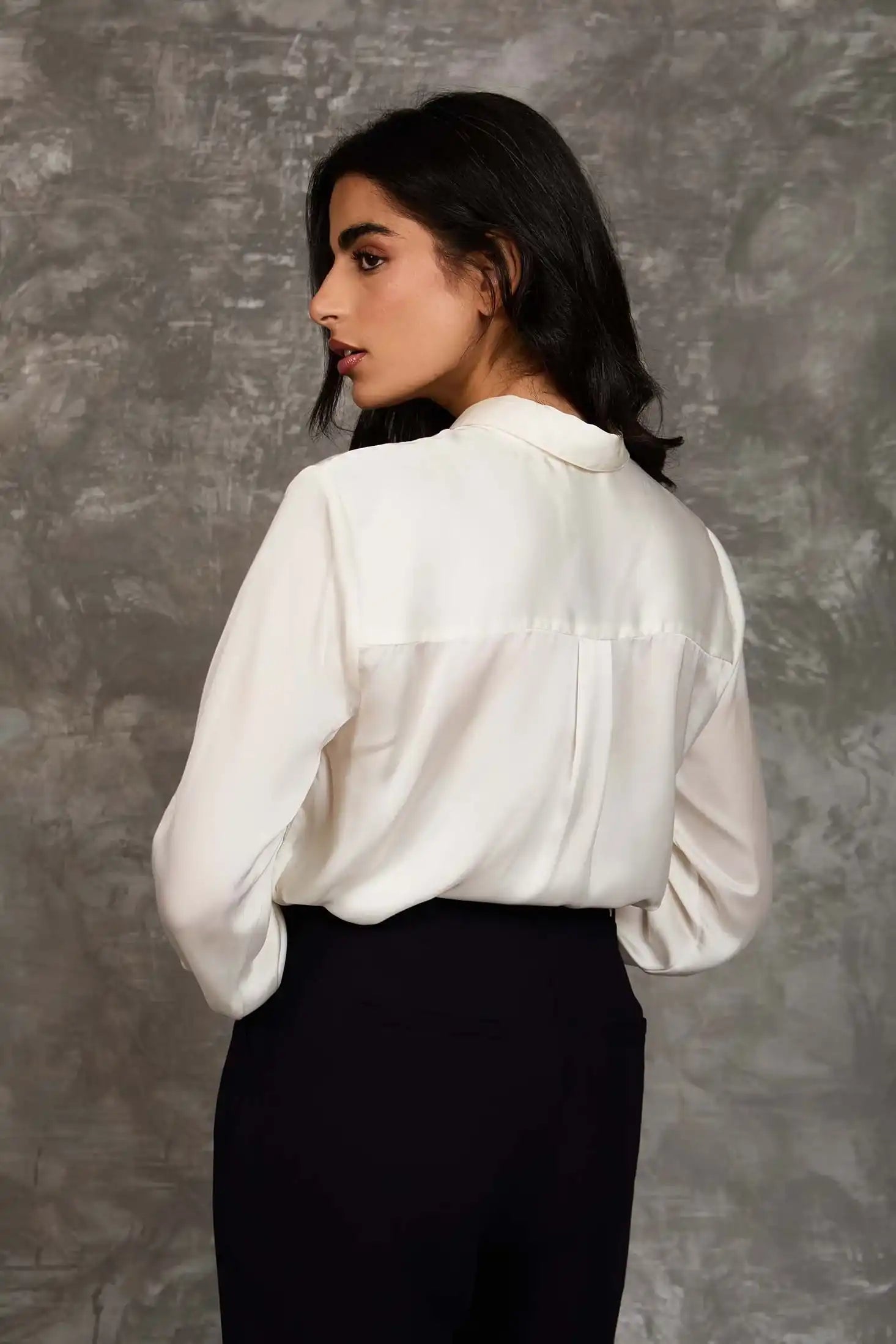 Classic Satin Button-Down Shirt
