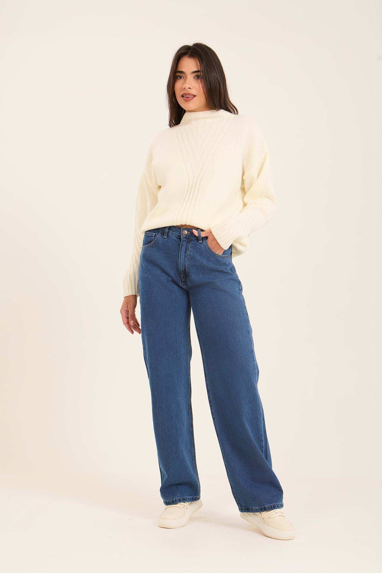 Signature Wide-Leg Denim Jeans