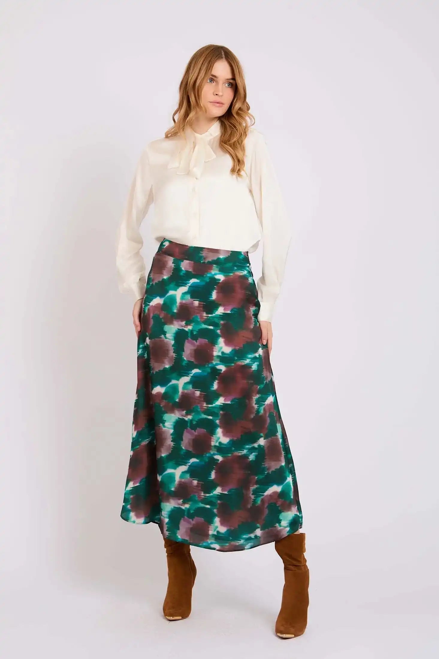 Tie-Neck Elegant Satin Blouse