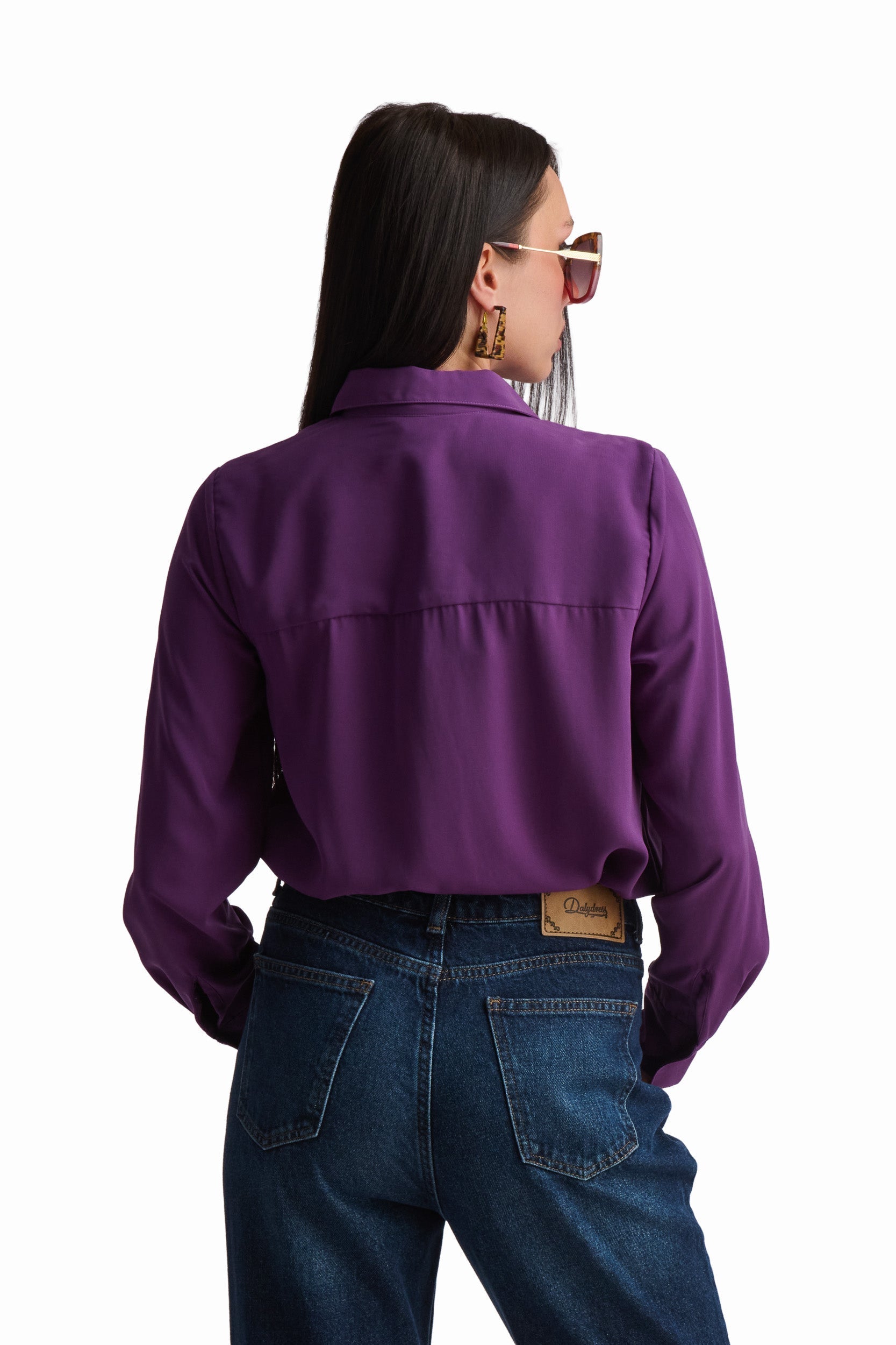 Purple Polyester Satin Shirt