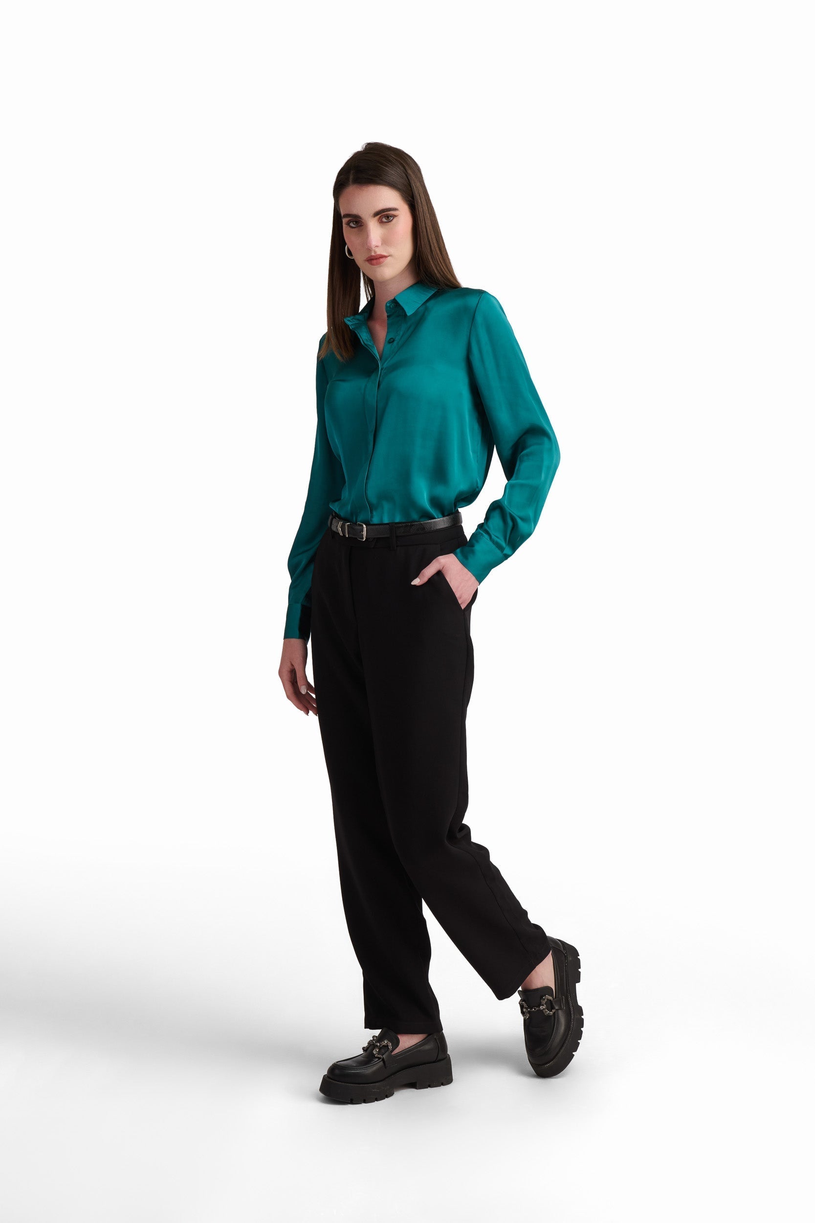 Black High-Waist Straight Pants