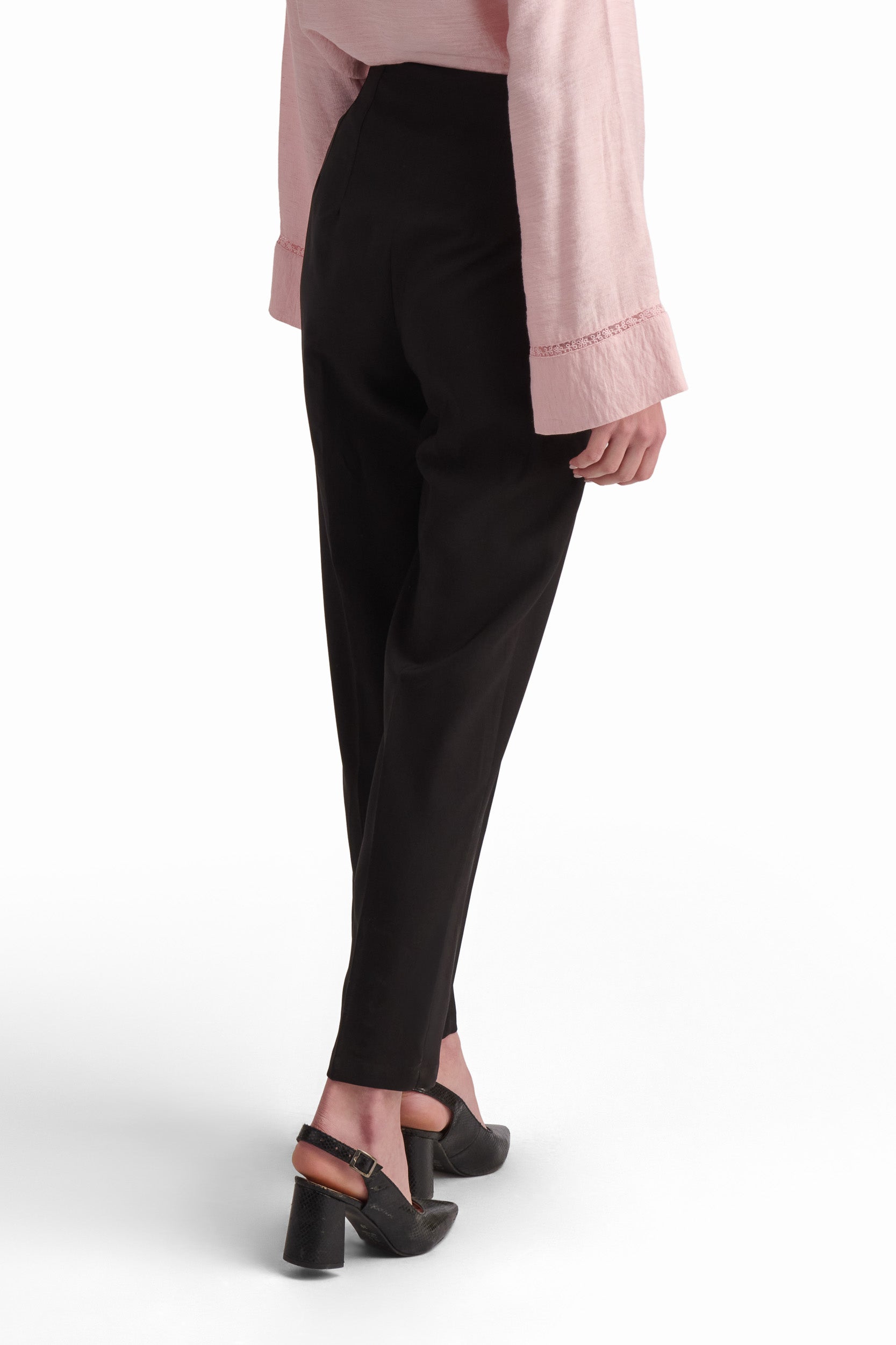 Black Tailored High-Waist Pants
