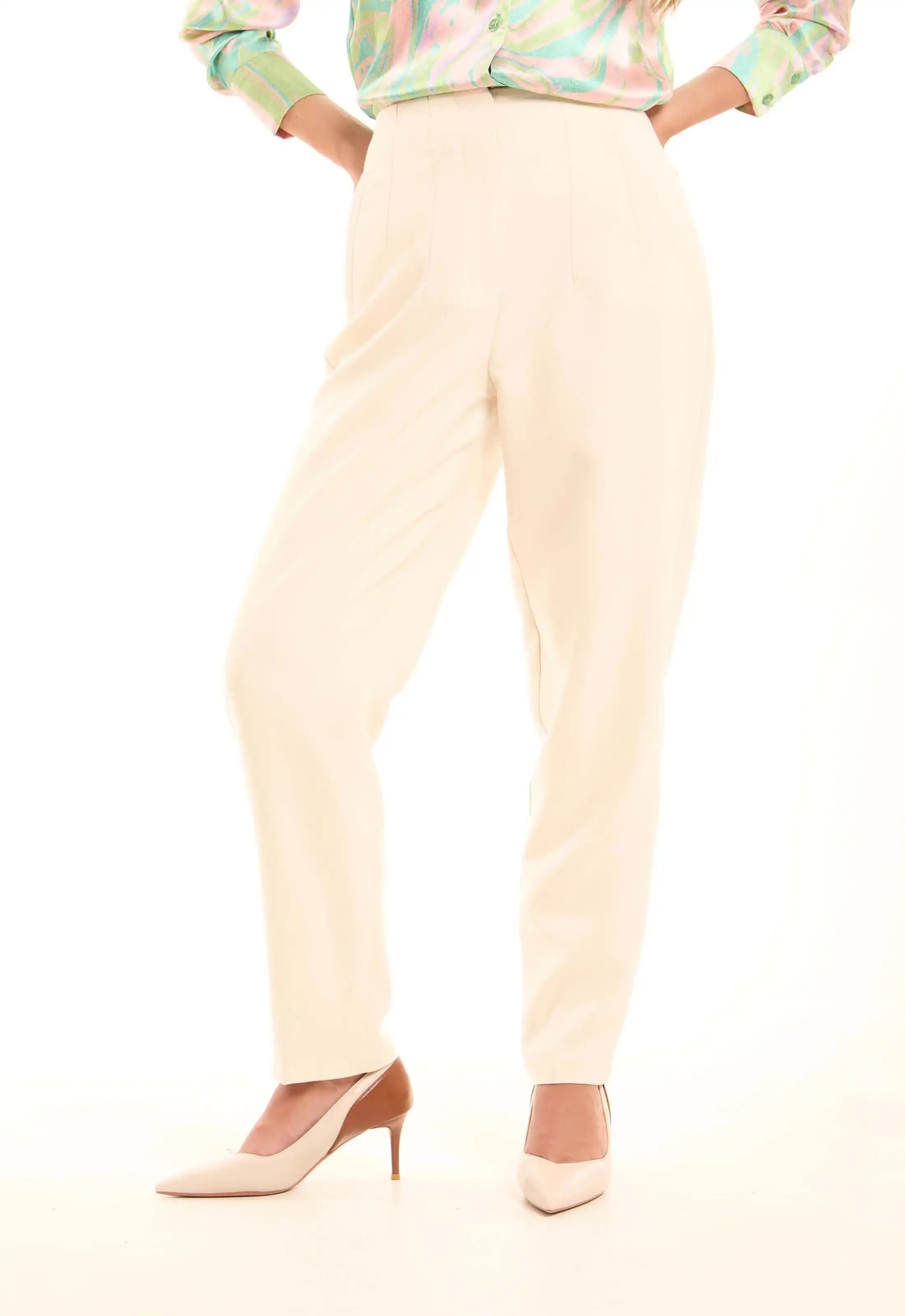 Cream Straight-Leg Pants