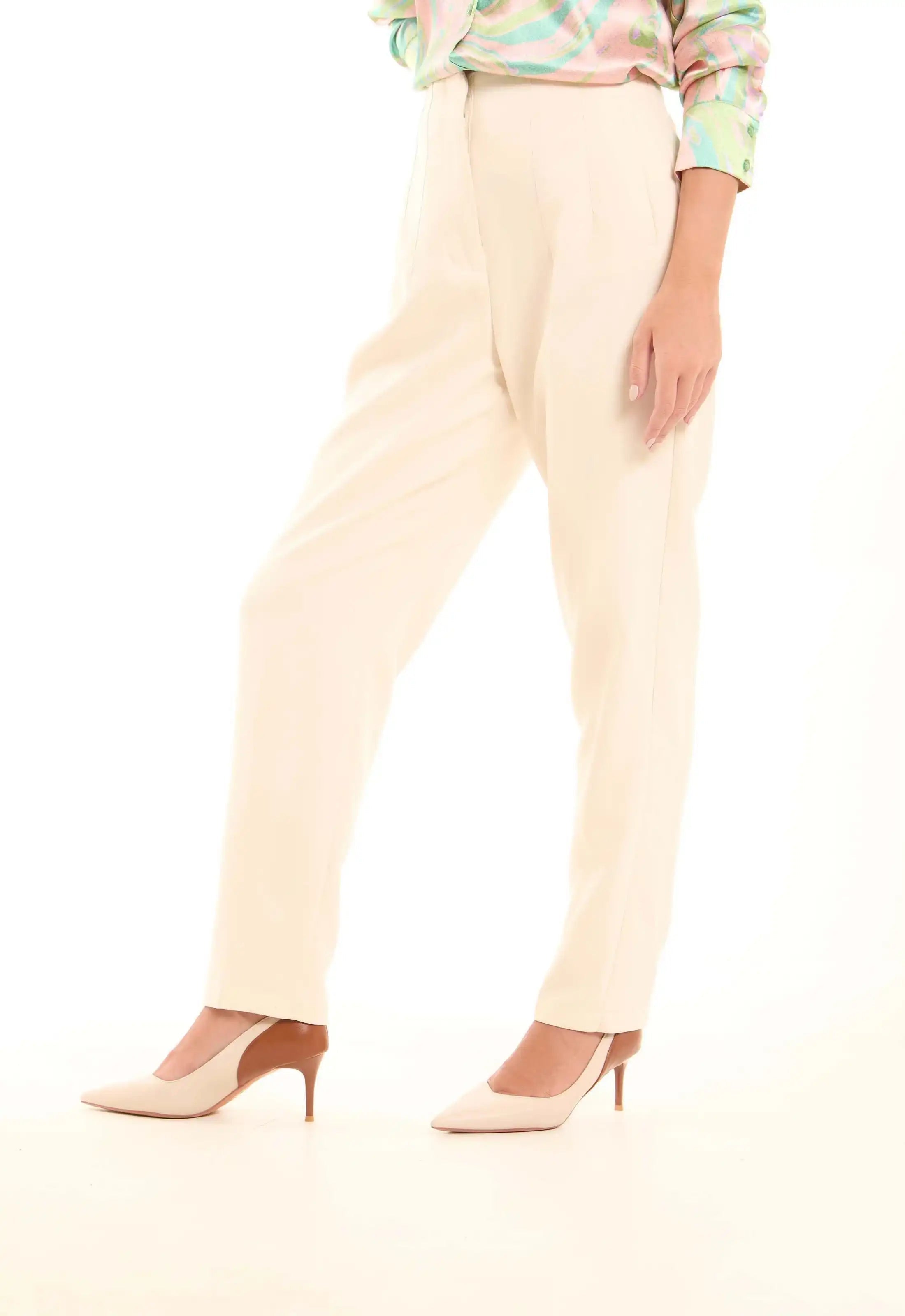 Cream Straight-Leg Pants