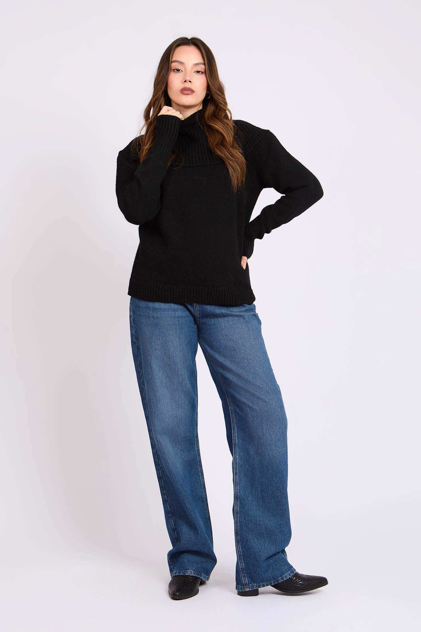 Women Regular Fit Pullover Black