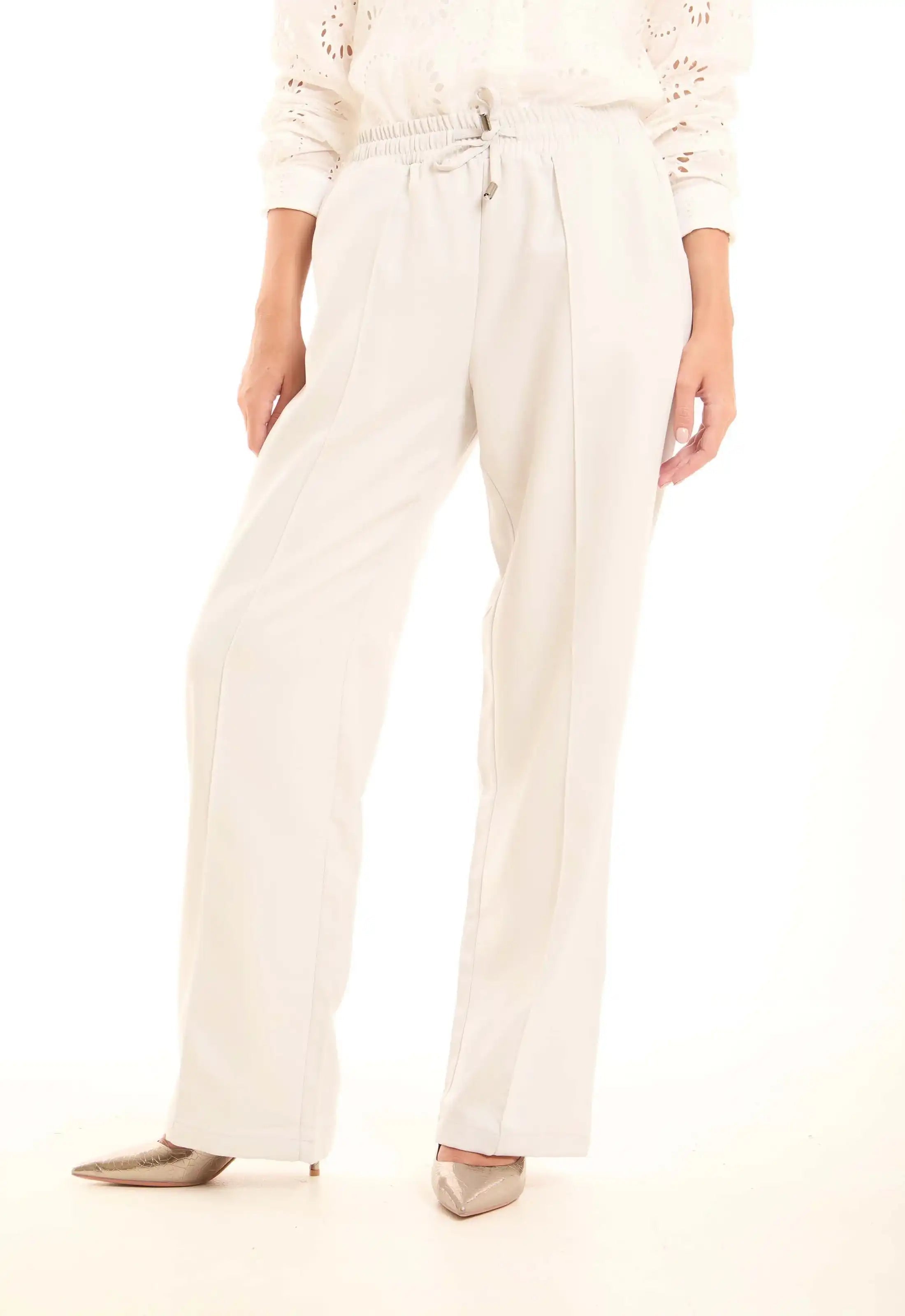 Cream Wide-Leg Pants