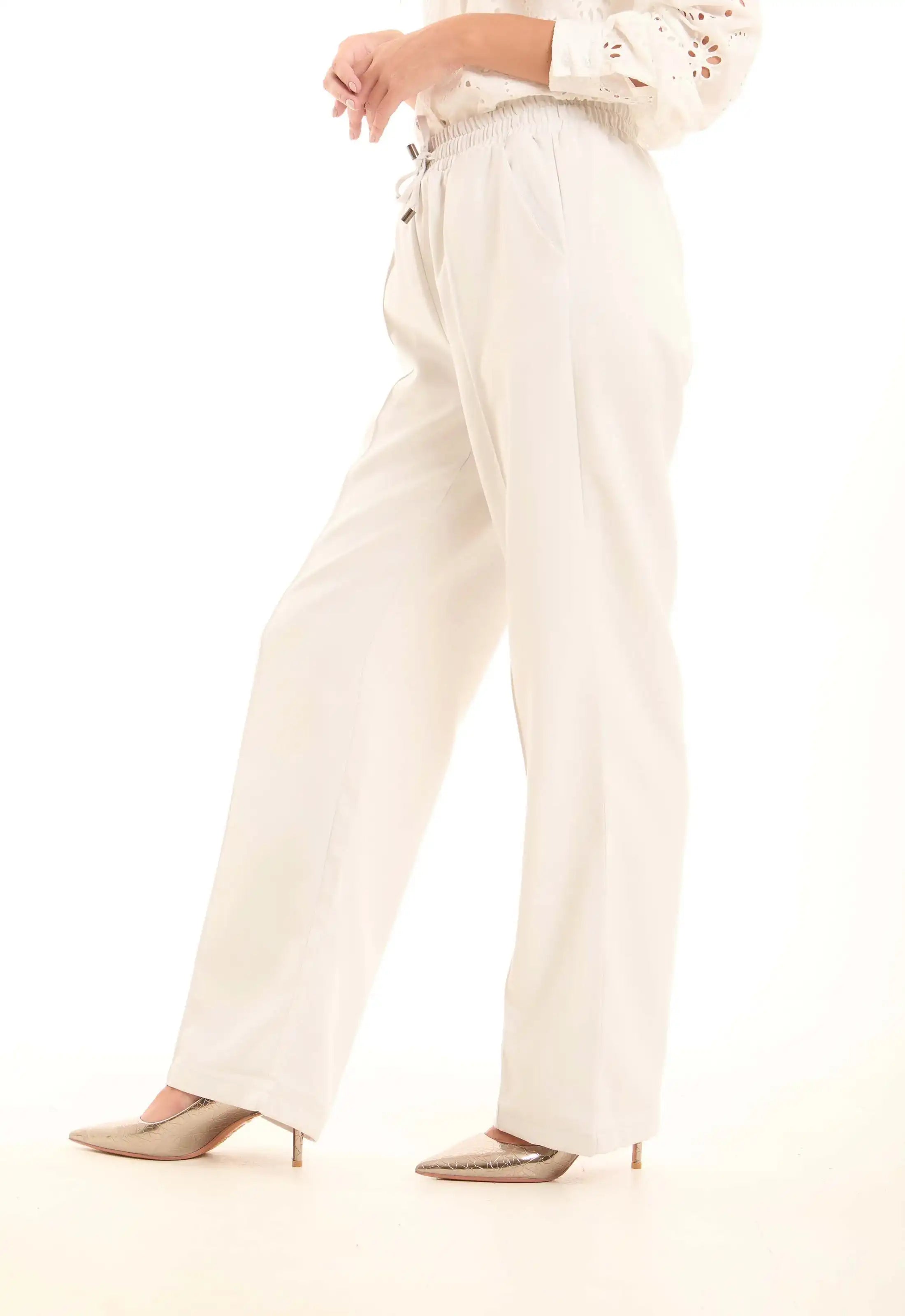 Cream Wide-Leg Pants