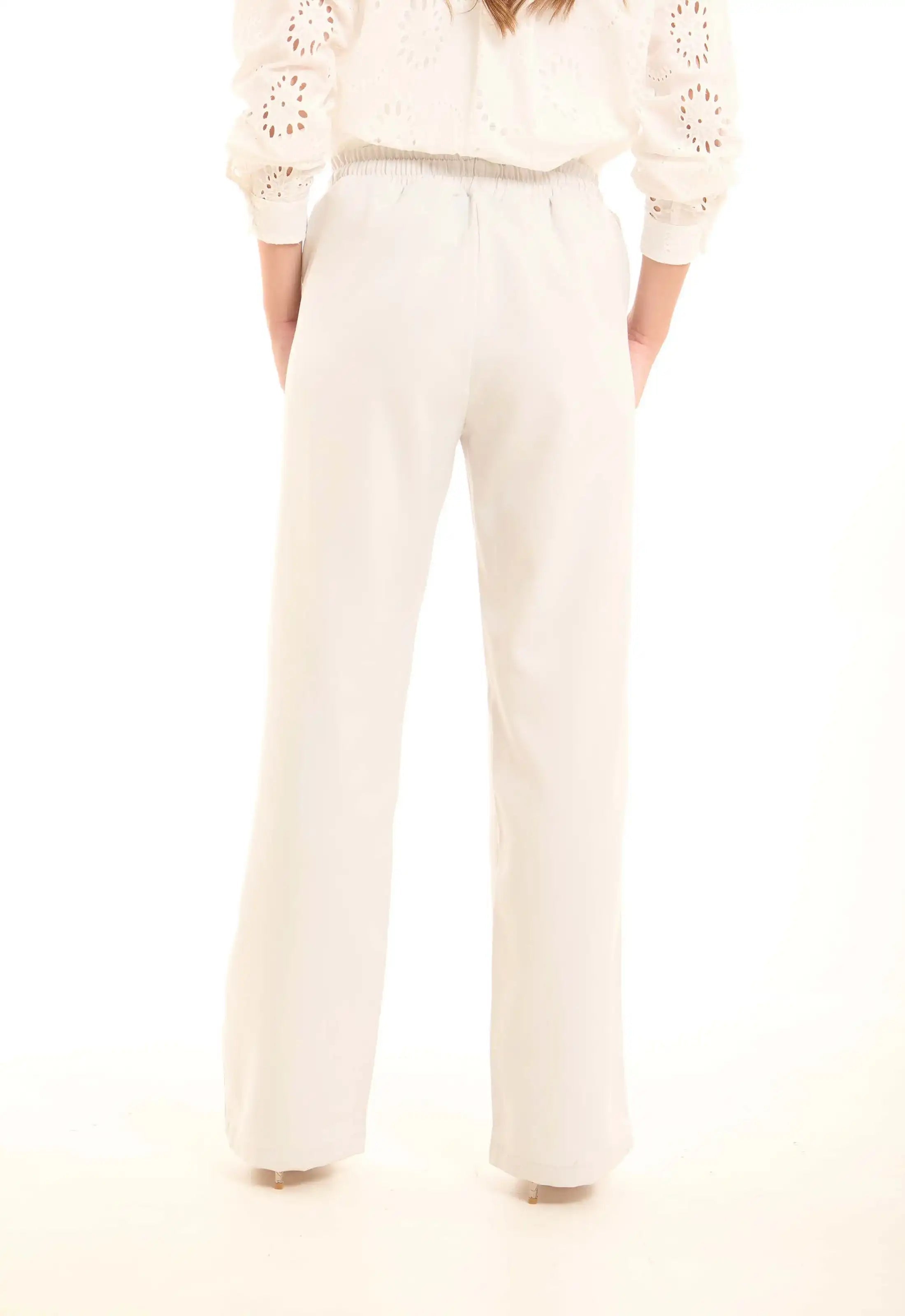 Cream Wide-Leg Pants