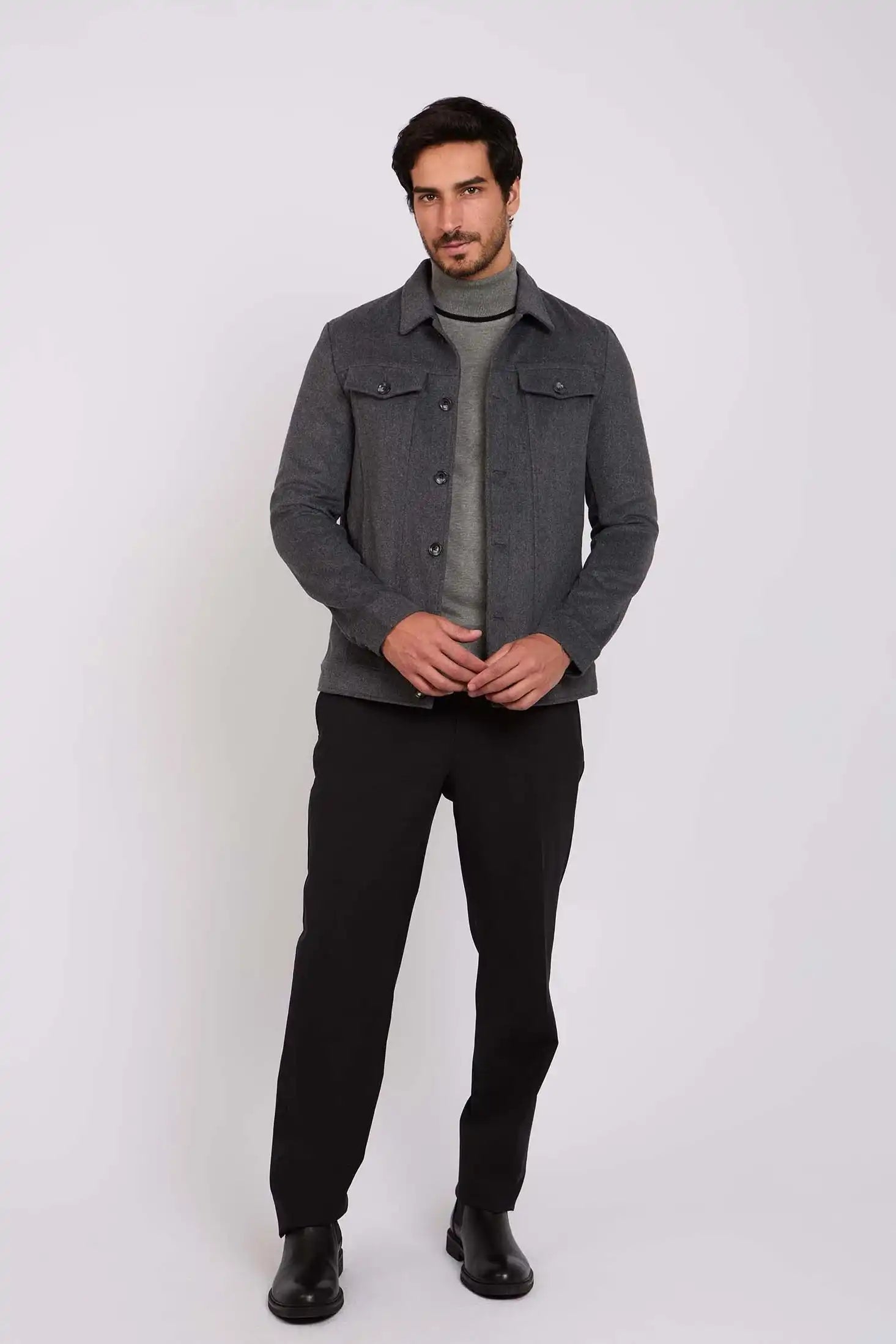 Men Regular Fit Jacket Grey