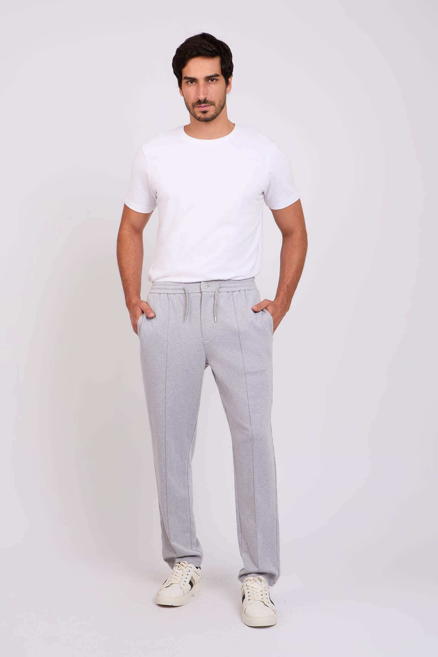 Men Regular Fit Pants Grey