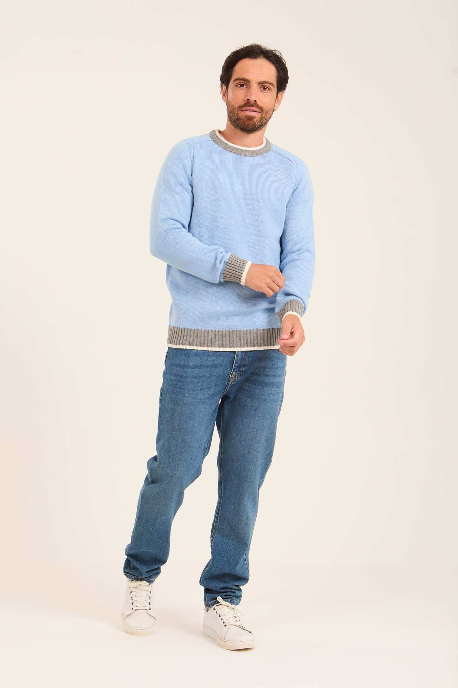 Men Regular Fit Pullover Blue