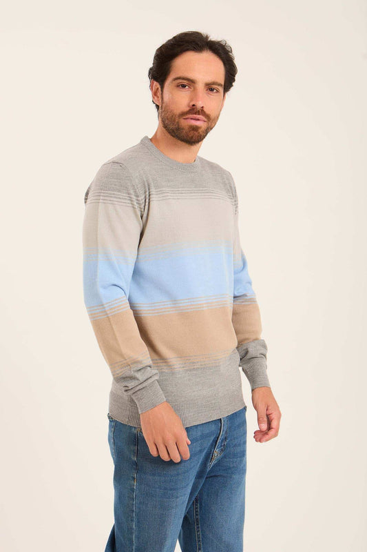Men Striped Regular Fit Pullover Multicolor