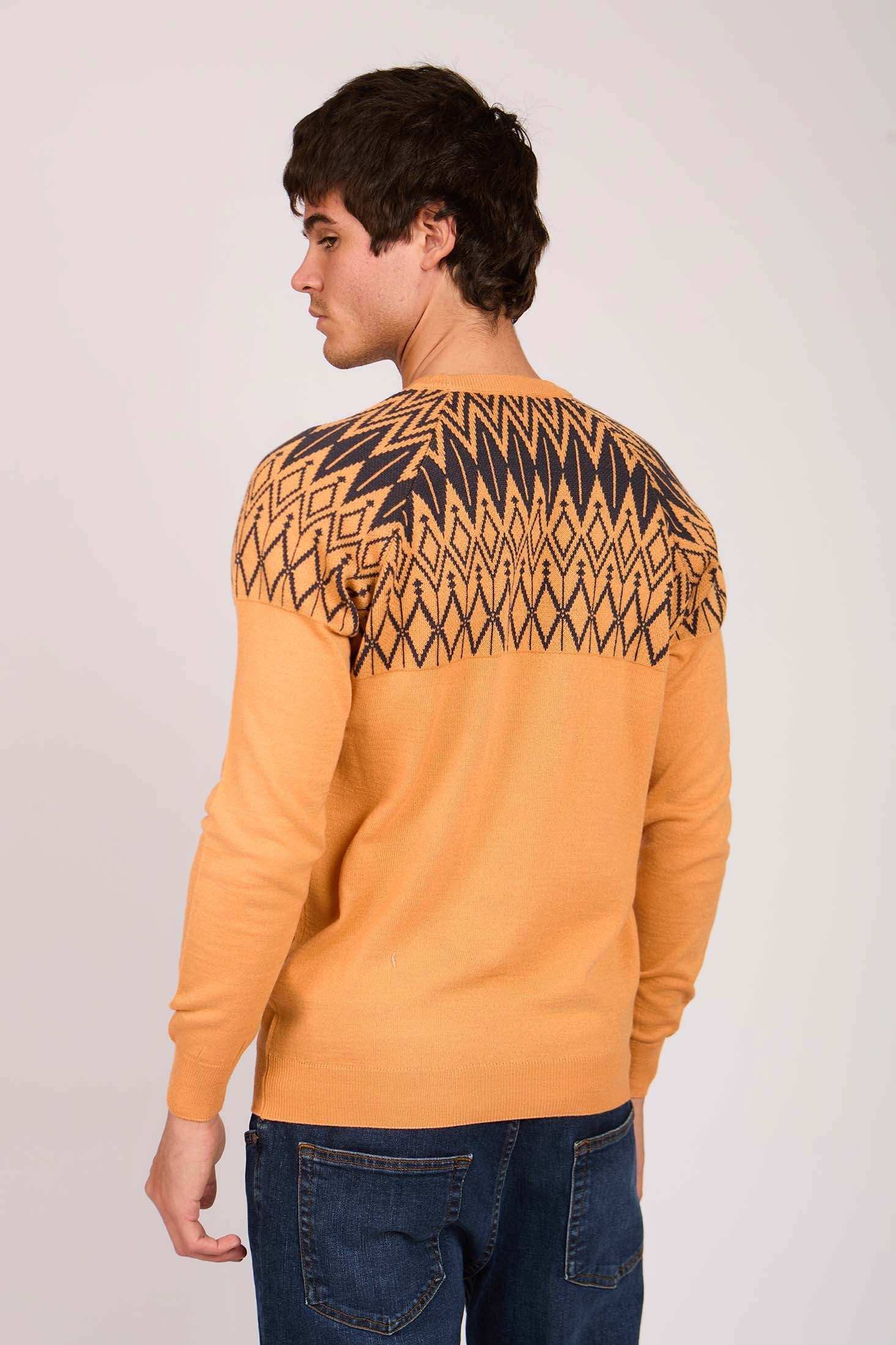 Men Regular Fit Pullover Orange