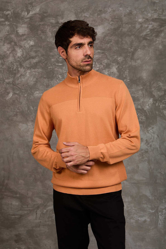 Men Regular Fit Pullover Orange