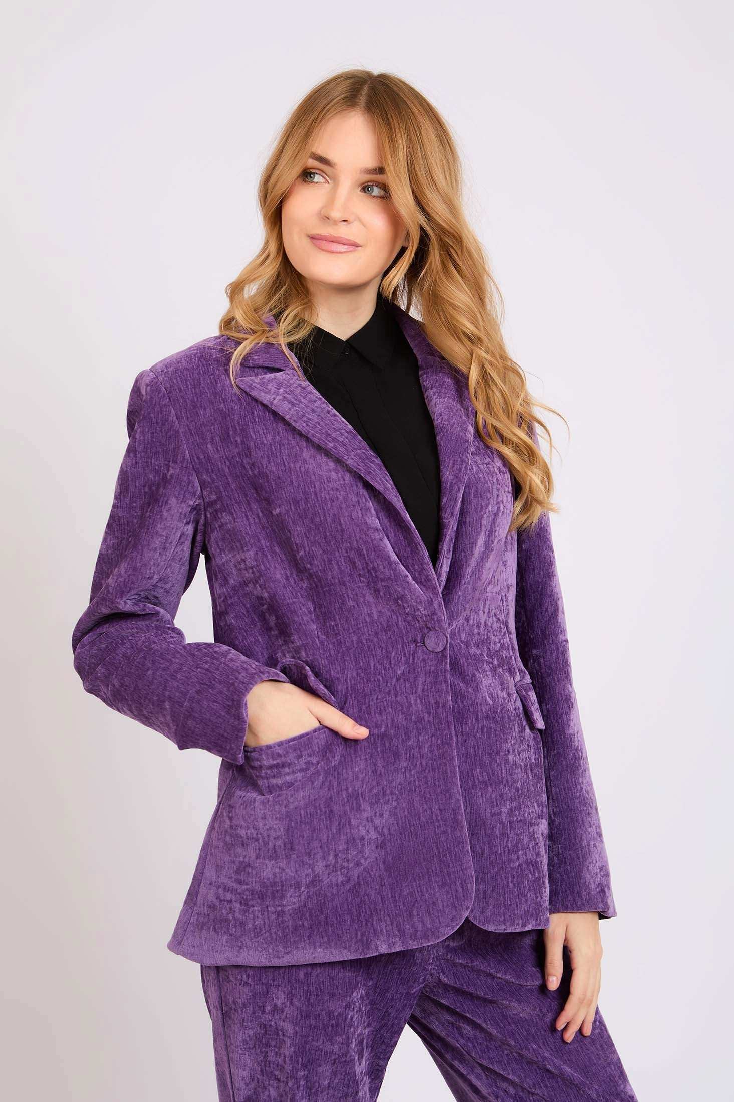 Women Regular Fit Blazer Purple
