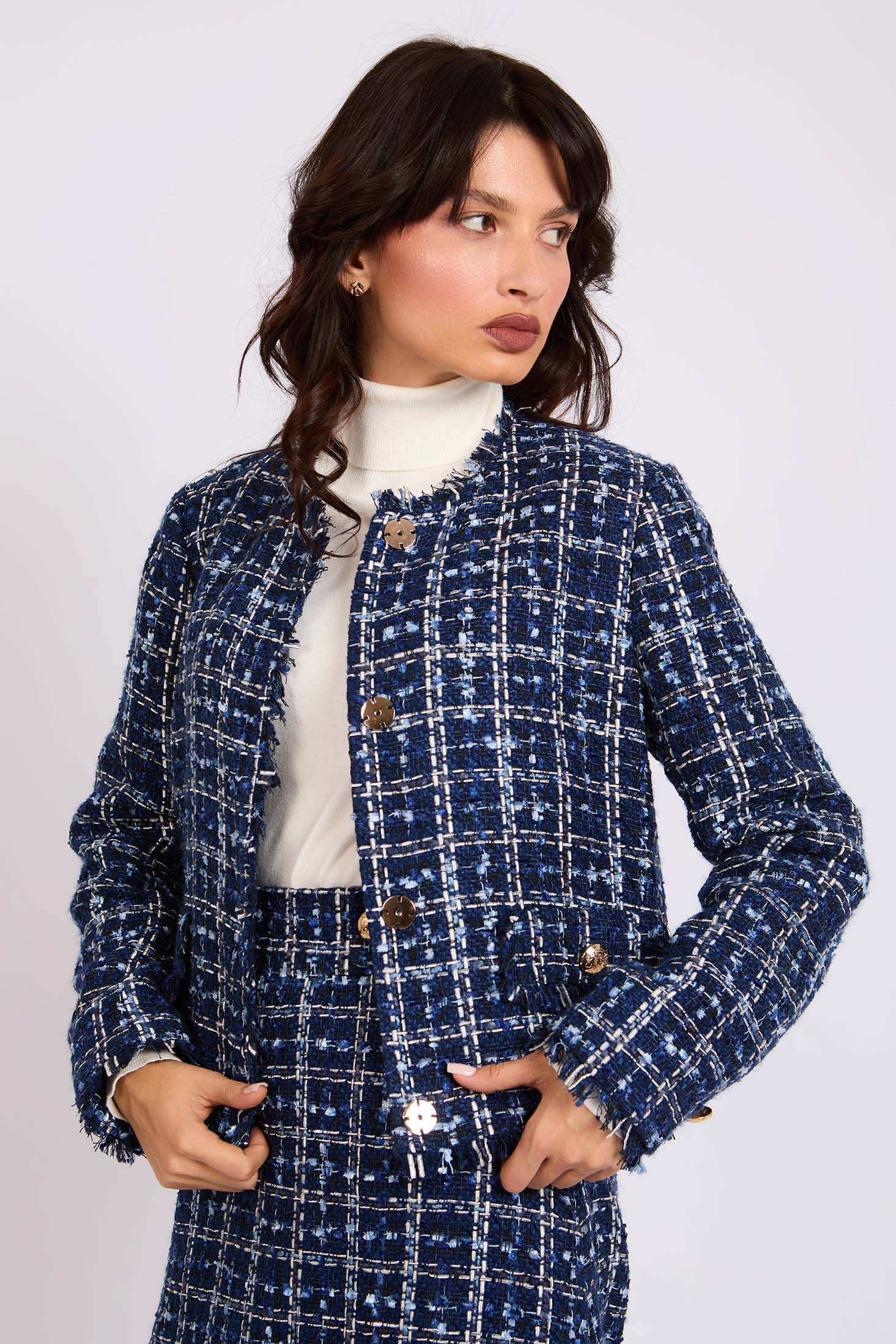 Women Regular Fit Jacket Blue