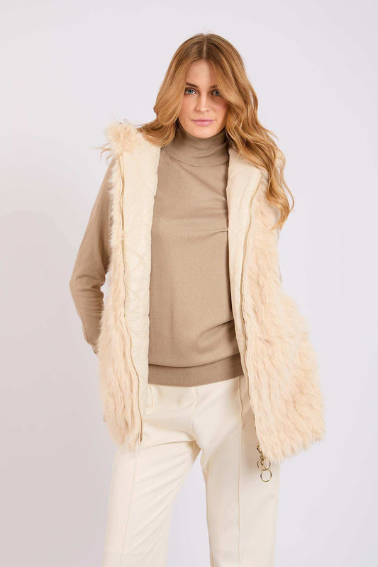 Women Regular Fit Vest Beige