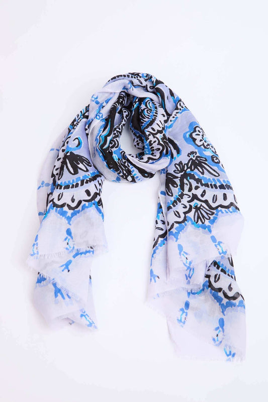 Women Scarf Blue Multicolor