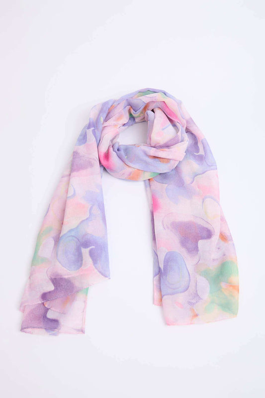 Women Scarf Dark Purple Multicolor