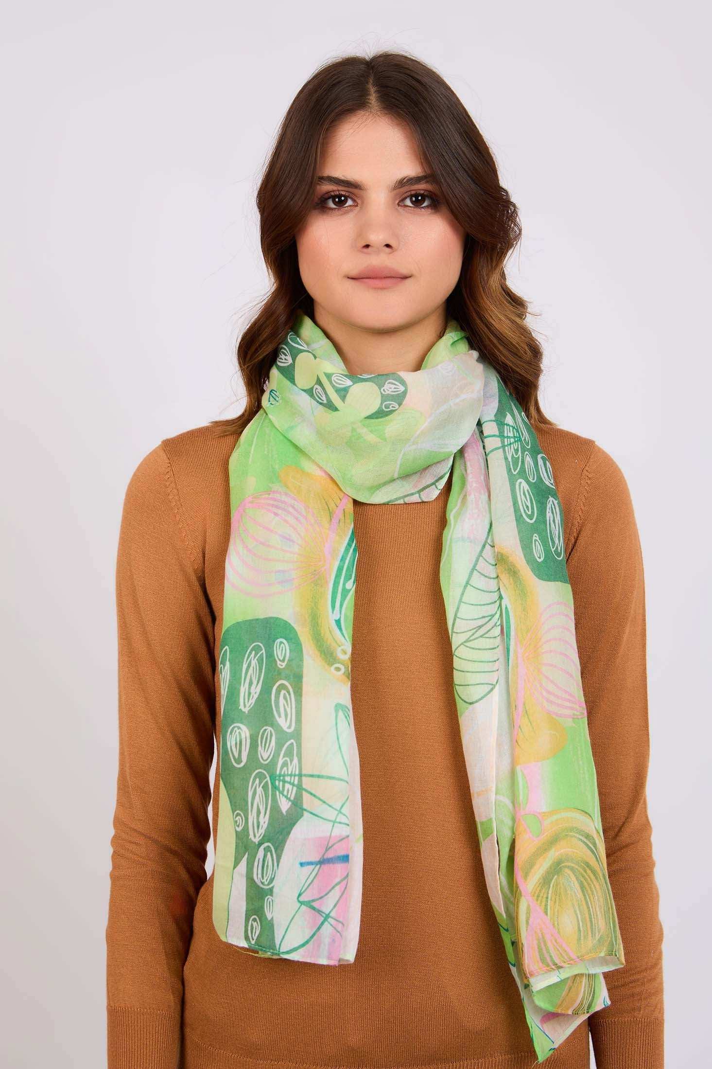 Women Scarf Green Multicolor