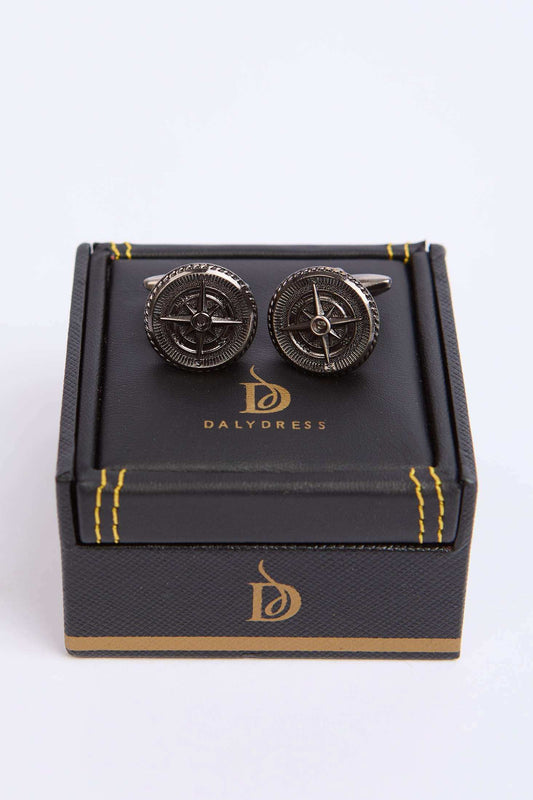 Men Regular Fit Cufflink Gun Grey