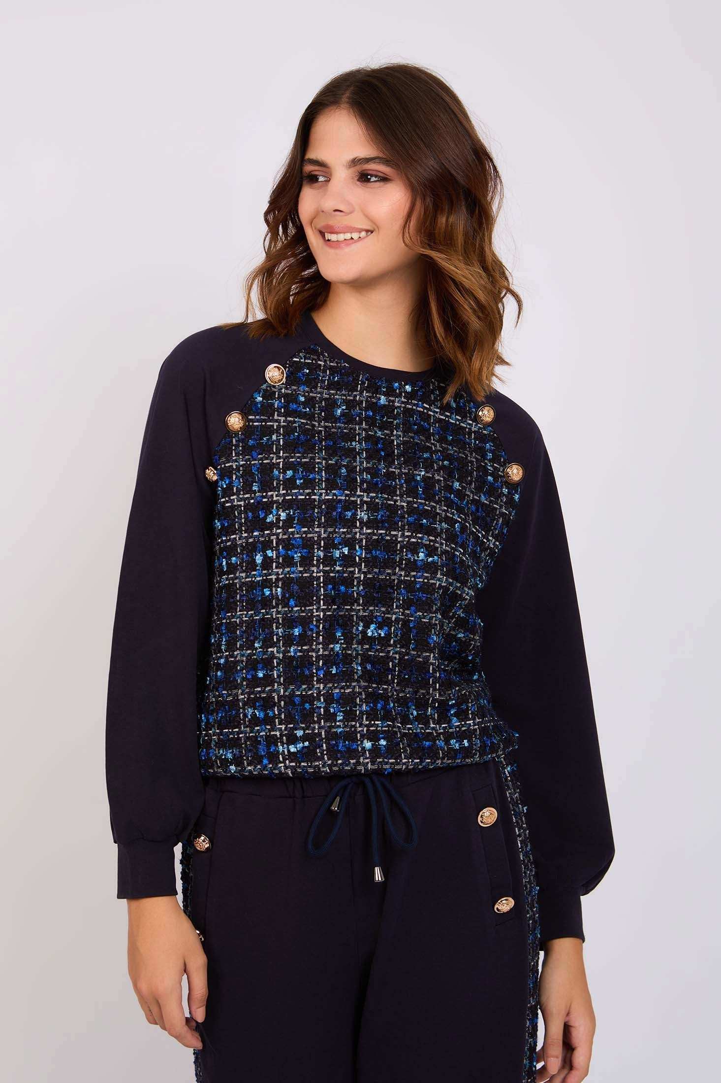 Women Regular Fit Sweatshirt Navy