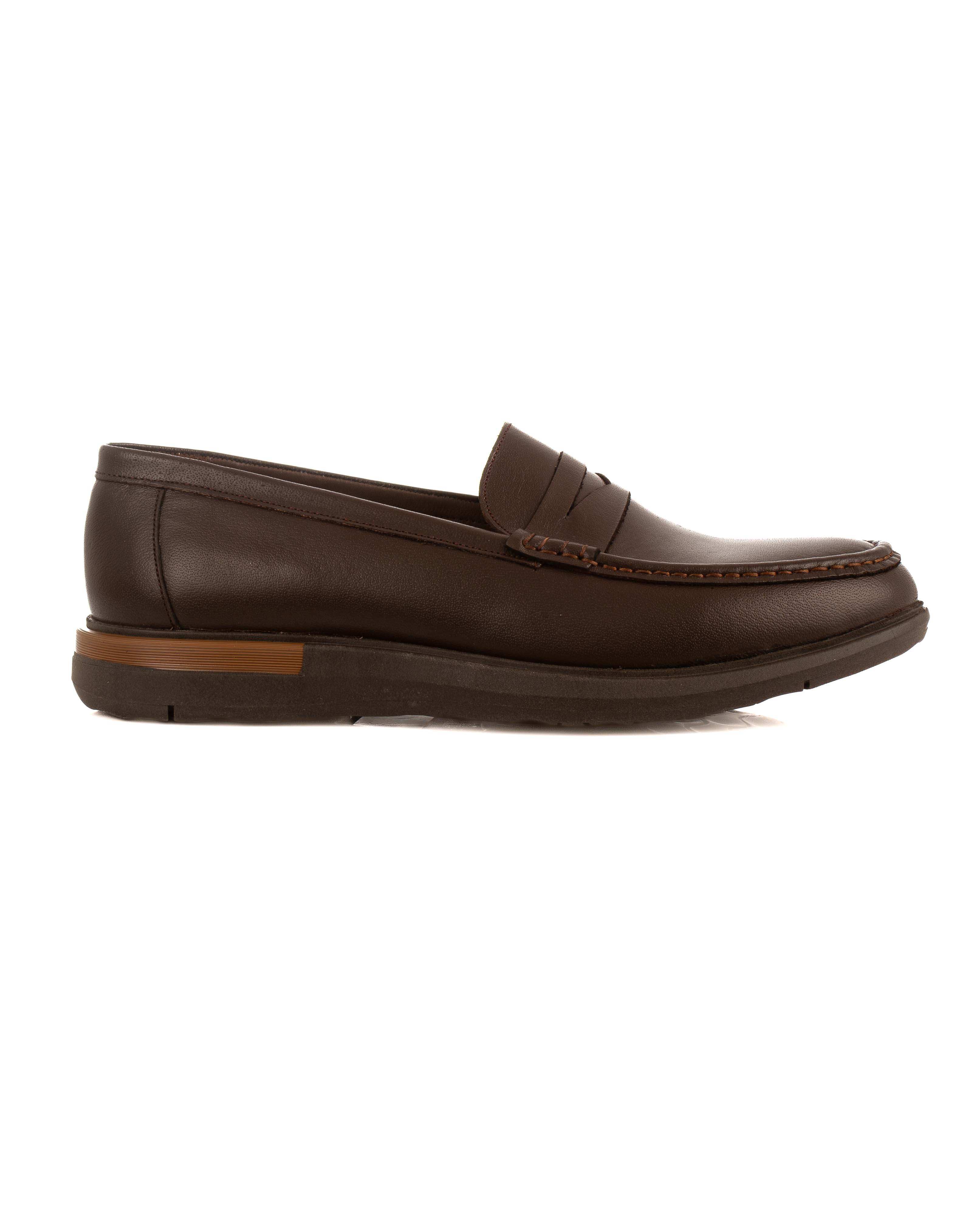 Solid Leather Slip On Shoes
