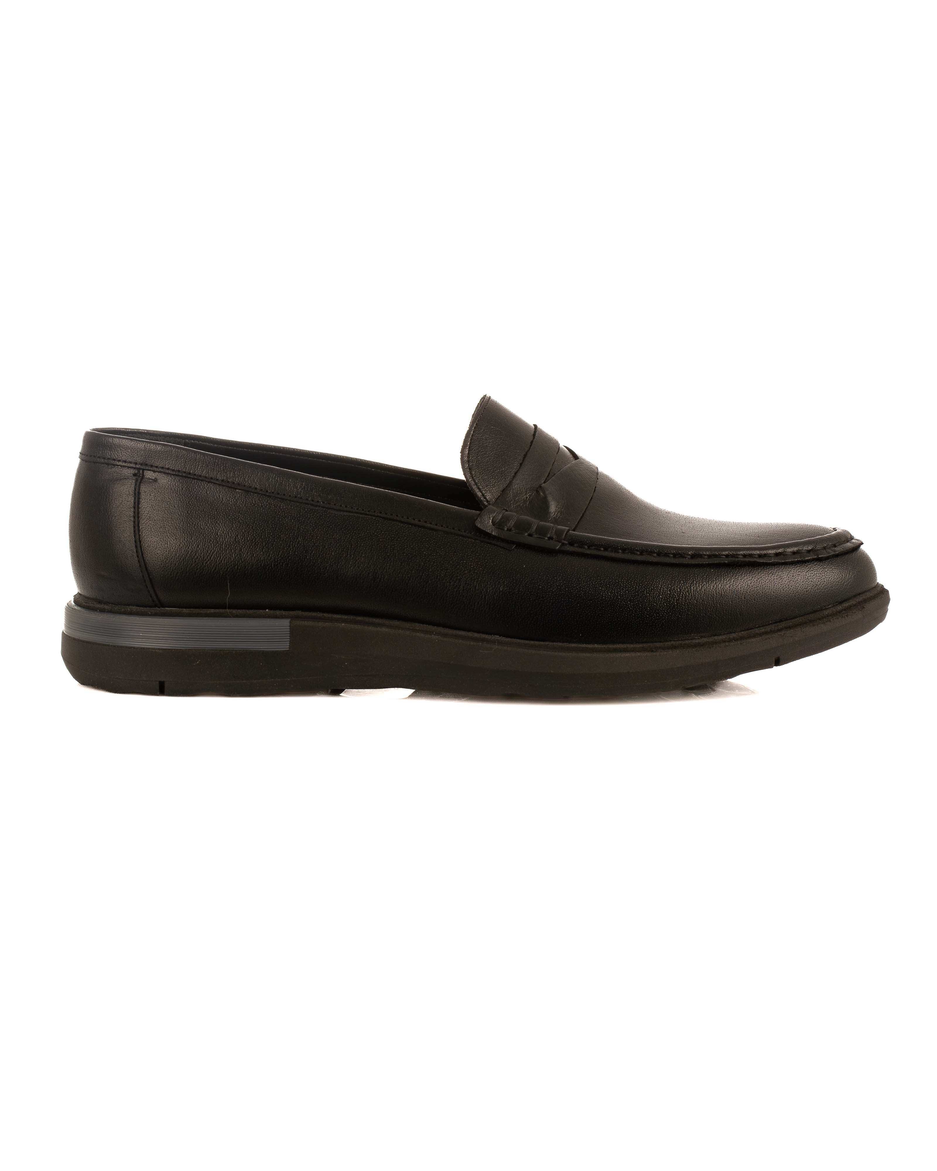 Solid Leather Slip On Shoes