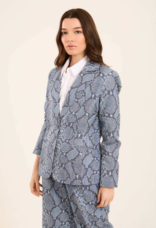Structured Snake-Print Blazer with Sleek Finish