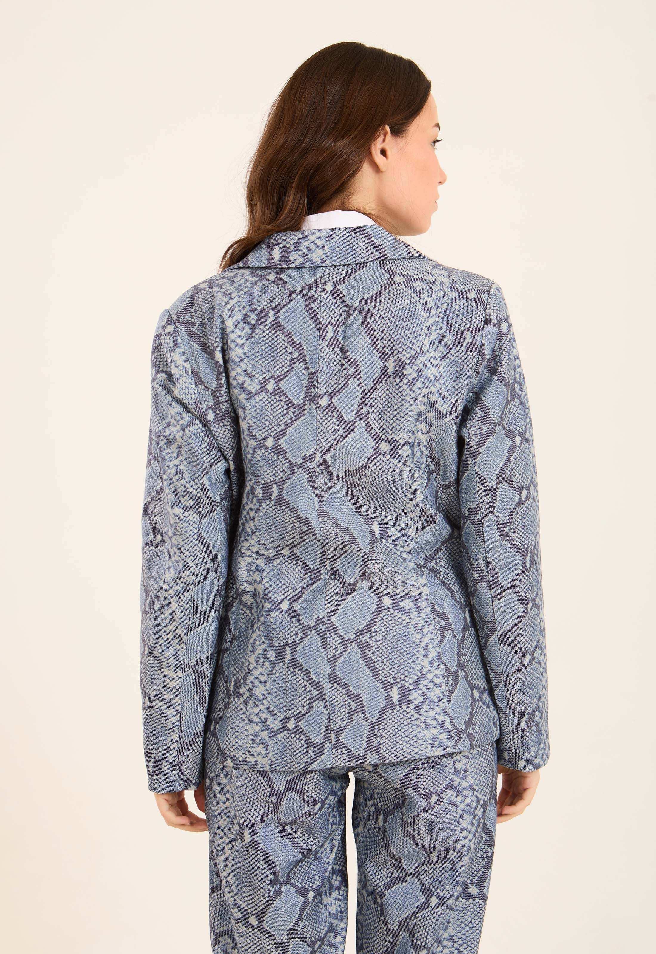 Structured Snake-Print Blazer with Sleek Finish