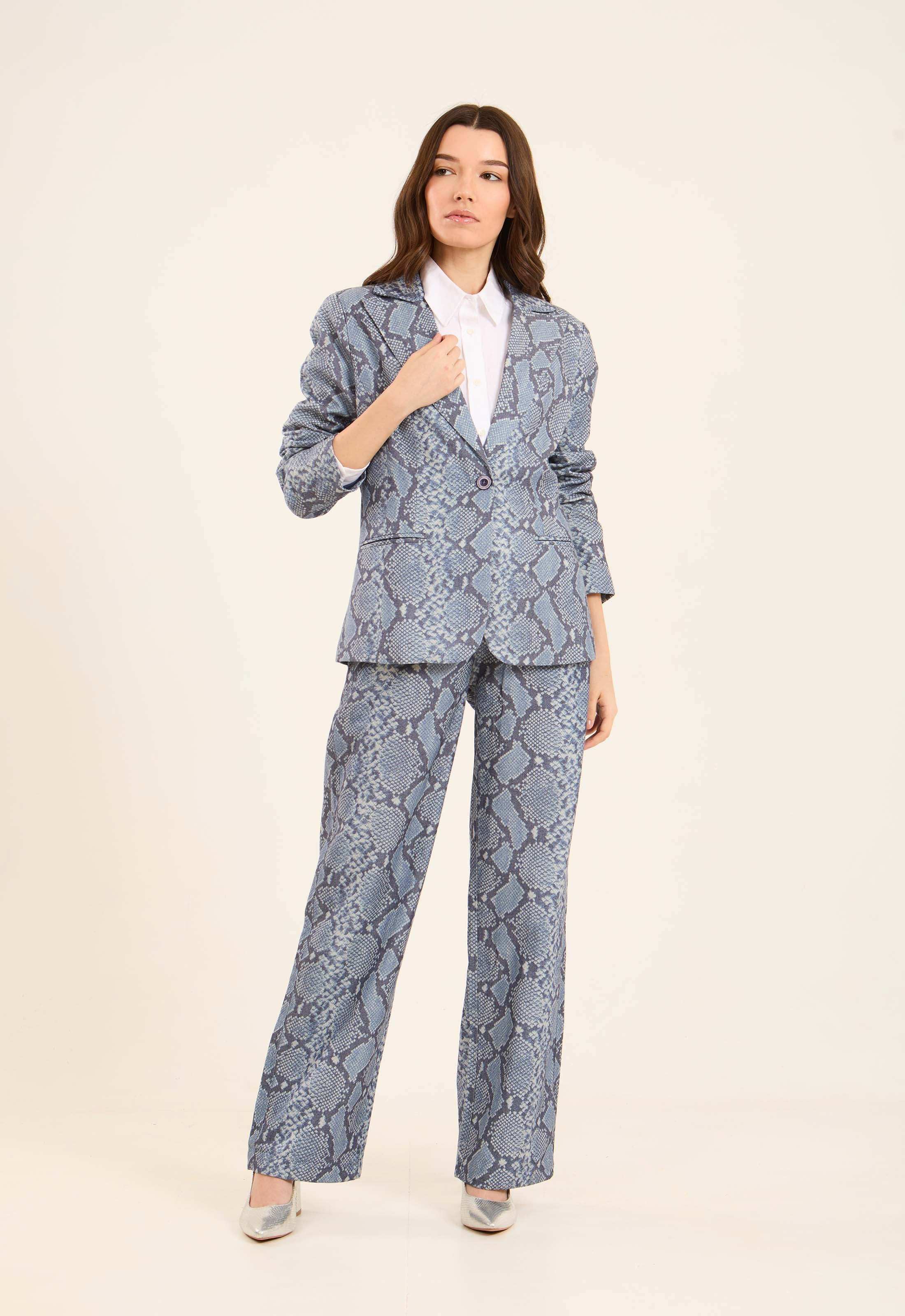 Structured Snake-Print Blazer with Sleek Finish