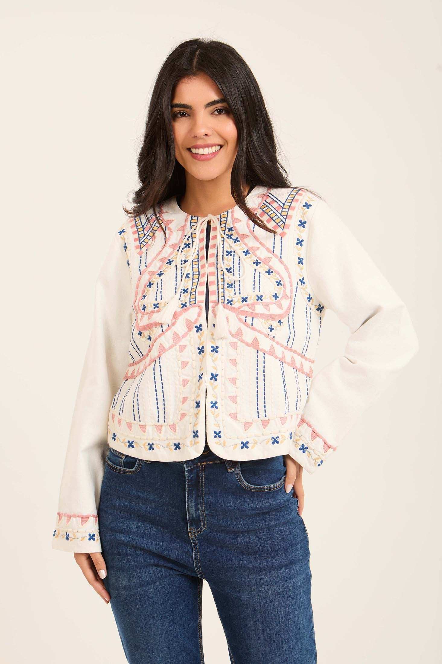 Embroidered Jacket with Boho Pattern
