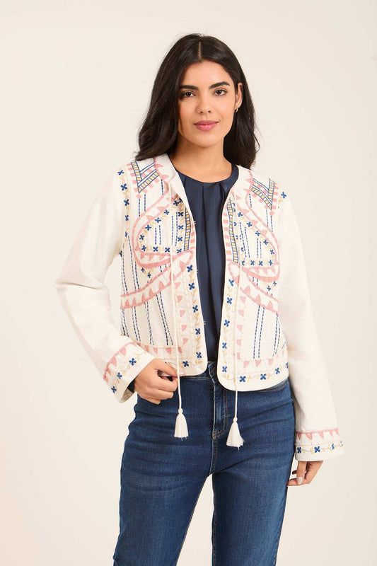 Embroidered Jacket with Boho Pattern