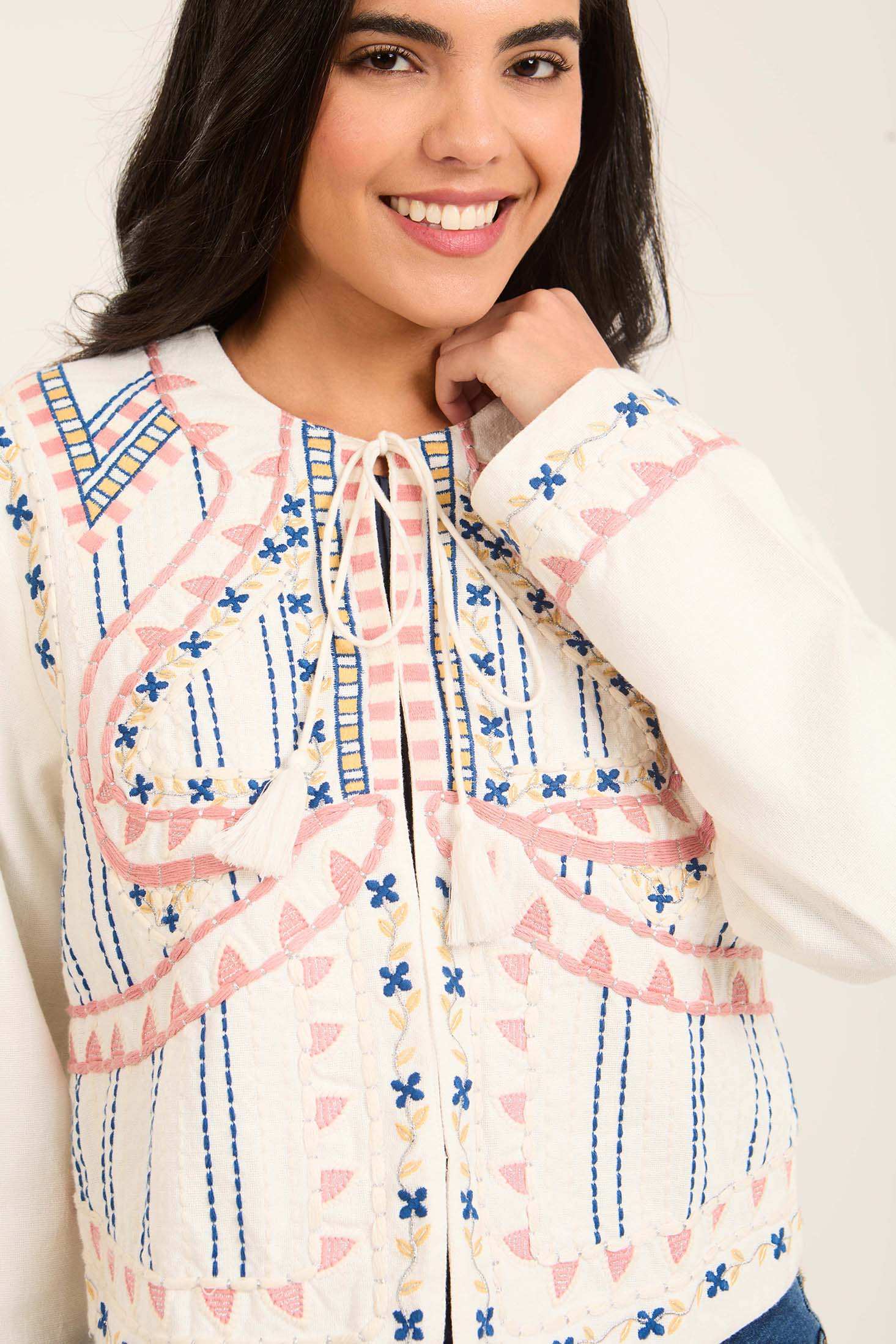 Embroidered Jacket with Boho Pattern