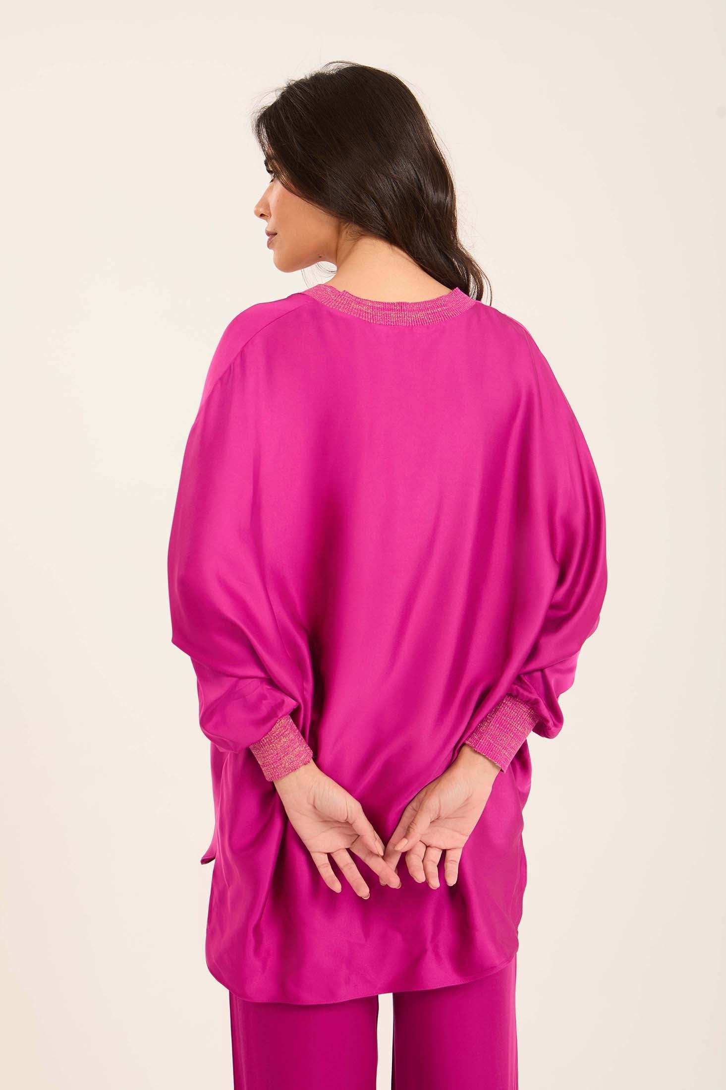 Colorful Ribbed V-Neck Elegant Tunic