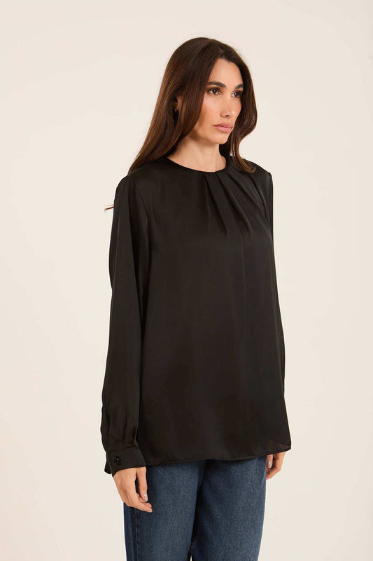 Elegant Pleated Satin Blouse